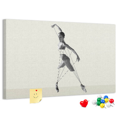 Tablero de corcho decorado Silueta danzante con líneas finas.