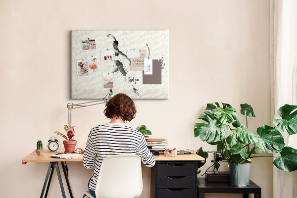 Tablero de corcho decorativo silueta danzante con líneas finas