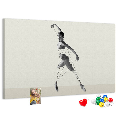 Tablero de corcho decorativo silueta danzante con líneas finas