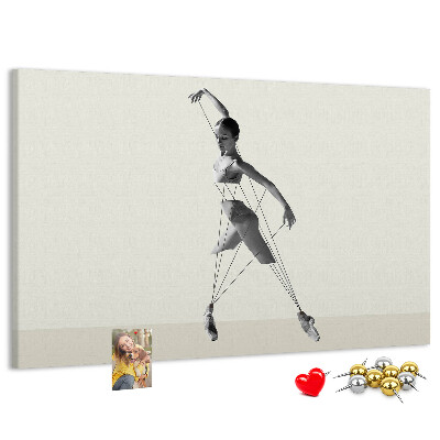 Tablero de corcho decorativo silueta danzante con líneas finas