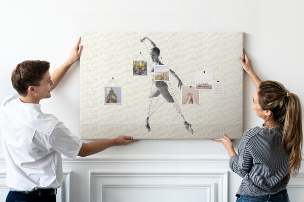 Tablero de corcho decorativo silueta danzante con líneas finas
