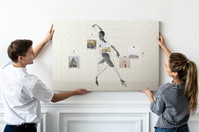 Tablero de corcho decorativo silueta danzante con líneas finas