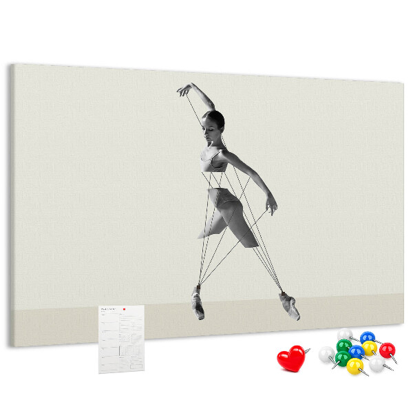 Tablero de corcho decorativo silueta danzante con líneas finas