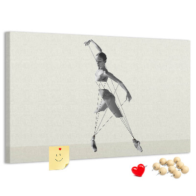 Tablero de corcho decorativo silueta danzante con líneas finas