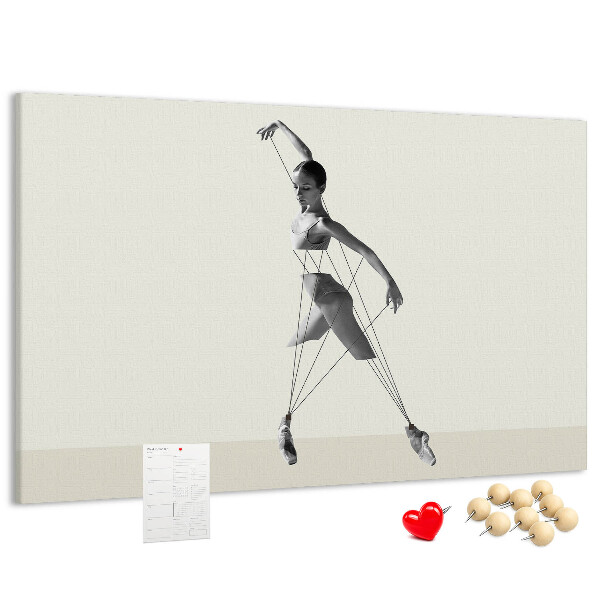 Tablero de corcho decorativo silueta danzante con líneas finas