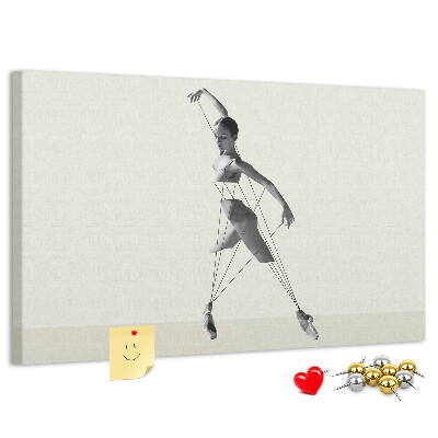 Tablero de corcho decorativo silueta danzante con líneas finas