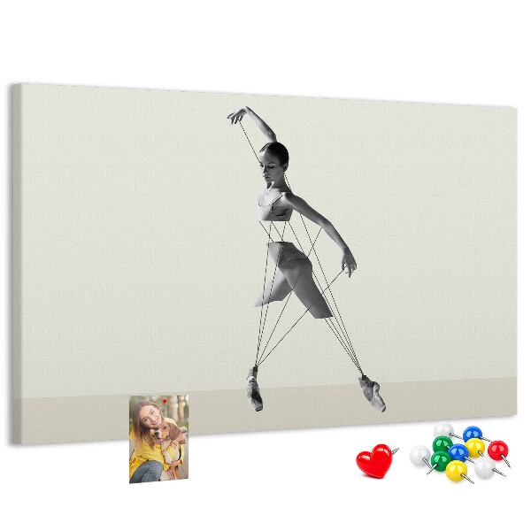 Tablero de corcho decorativo silueta danzante con líneas finas