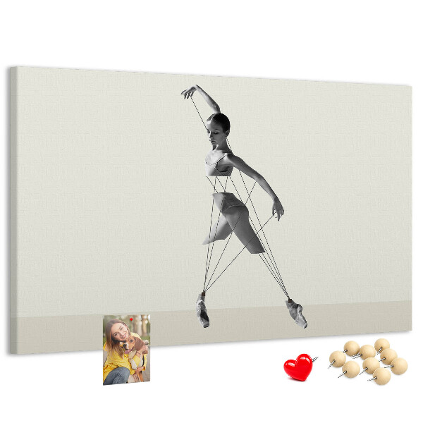 Tablero de corcho decorativo silueta danzante con líneas finas