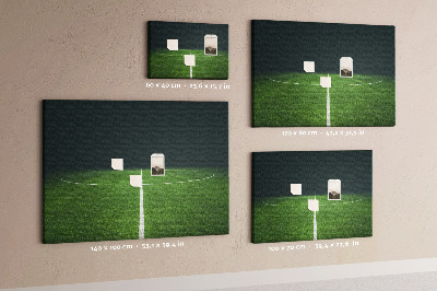 Tablero de anuncios con diseño de campo de fútbol con líneas y césped
