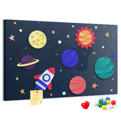 Tablero de anuncios Un viaje espacial a través de planetas coloridos