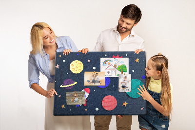 Tablero de anuncios un viaje espacial a través de planetas coloridos