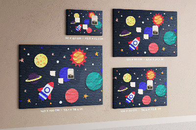 Tablero de anuncios un viaje espacial a través de planetas coloridos