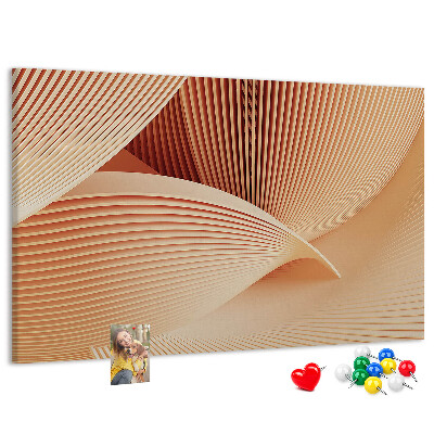 Pizarra de corcho con diseño de ondas en delicados tonos beige