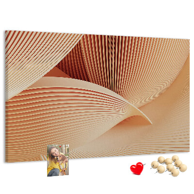 Pizarra de corcho con diseño de ondas en delicados tonos beige