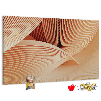 Pizarra de corcho con diseño de ondas en delicados tonos beige