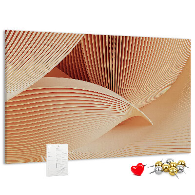 Pizarra de corcho con diseño de ondas en delicados tonos beige