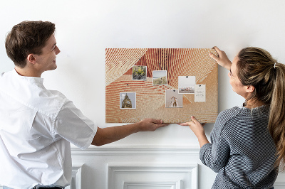 Pizarra de corcho con diseño de ondas en delicados tonos beige