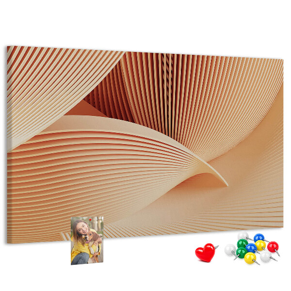 Pizarra de corcho con diseño de ondas en delicados tonos beige