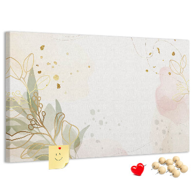 Tablero de corcho decorado con diseño de delicadas flores sobre fondo pastel