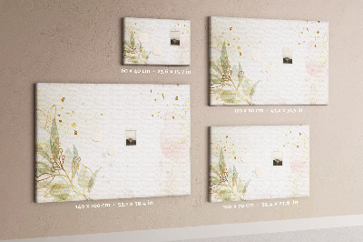 Tablero de corcho decorado con diseño de delicadas flores sobre fondo pastel