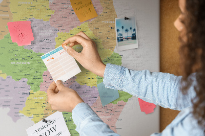 Tablero de corcho decorativo mapa de Polonia con división administrativa