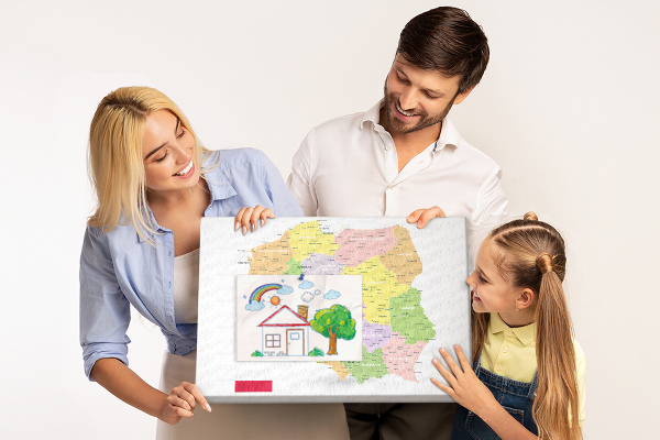 Tablero de corcho decorativo mapa de Polonia con división administrativa
