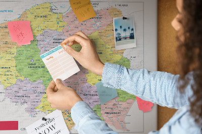 Tablero de anuncios mapa de Polonia con los voivodatos coloreados