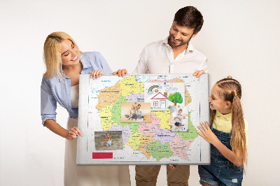 Tablero de anuncios mapa de Polonia con los voivodatos coloreados