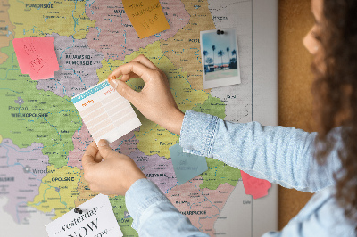 Tablero de anuncios mapa de Polonia con los voivodatos coloreados