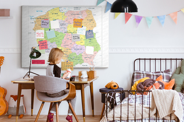 Tablero de anuncios mapa de Polonia con los voivodatos coloreados