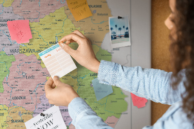 Tablero de anuncios mapa de Polonia con los voivodatos coloreados