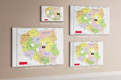 Tablero de anuncios mapa de Polonia con los voivodatos coloreados