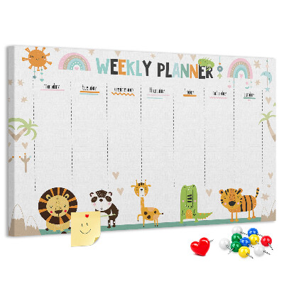 Tablero de anuncios Planificador semanal colorido con animales