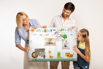 Tablero de anuncios planificador semanal colorido con animales