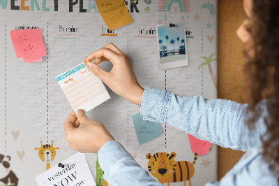Tablero de anuncios planificador semanal colorido con animales
