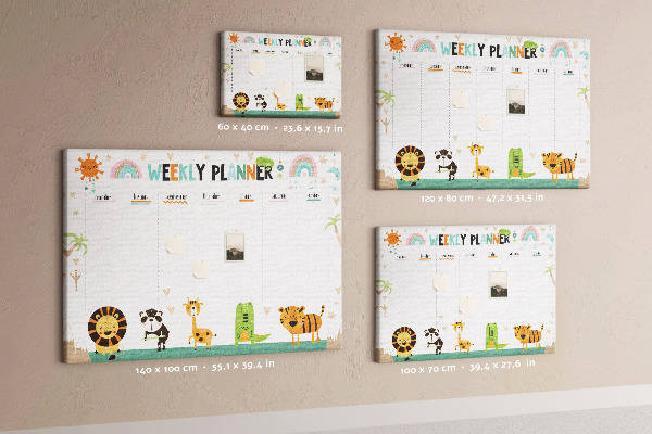 Tablero de anuncios planificador semanal colorido con animales
