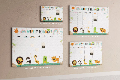Tablero de anuncios planificador semanal colorido con animales