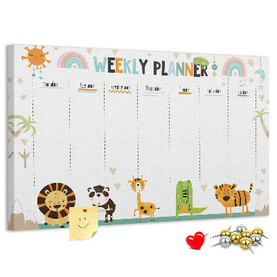 Tablero de anuncios planificador semanal colorido con animales