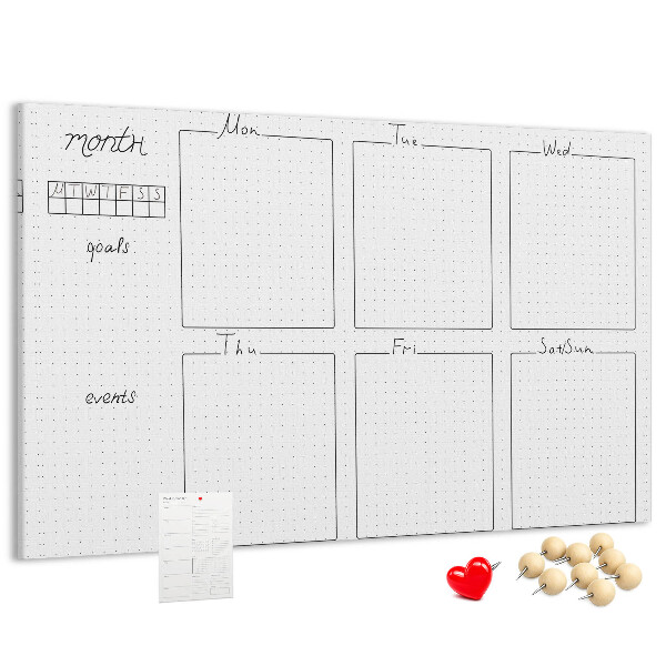 Tablero de corcho decorado con diseño de cuadrícula para organizar el tiempo