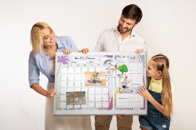 Tablero de anuncios calendario mensual con diseño de plantas tropicales