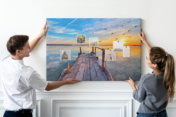 Tablero de anuncios Puesta de sol sobre un lago tranquilo