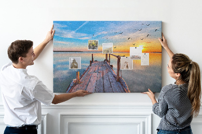 Tablero de anuncios Puesta de sol sobre un lago tranquilo