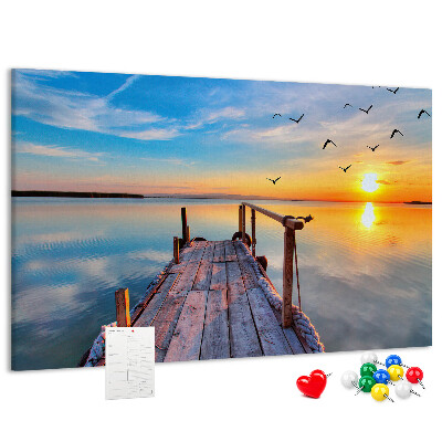 Tablero de anuncios Puesta de sol sobre un lago tranquilo