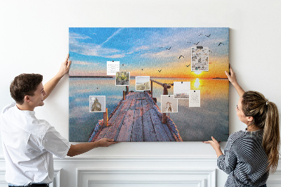 Tablero de anuncios Puesta de sol sobre un lago tranquilo