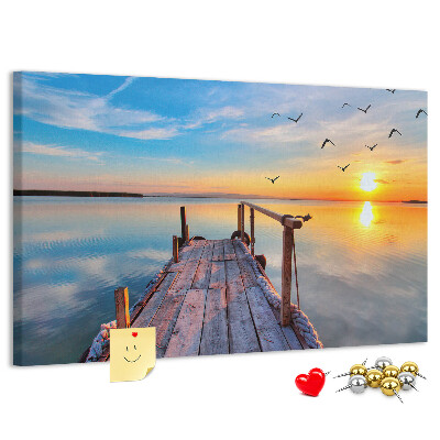 Tablero de anuncios Puesta de sol sobre un lago tranquilo