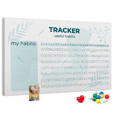 Tablero de anuncios seguimiento de hábitos con patrón sutil de plantas