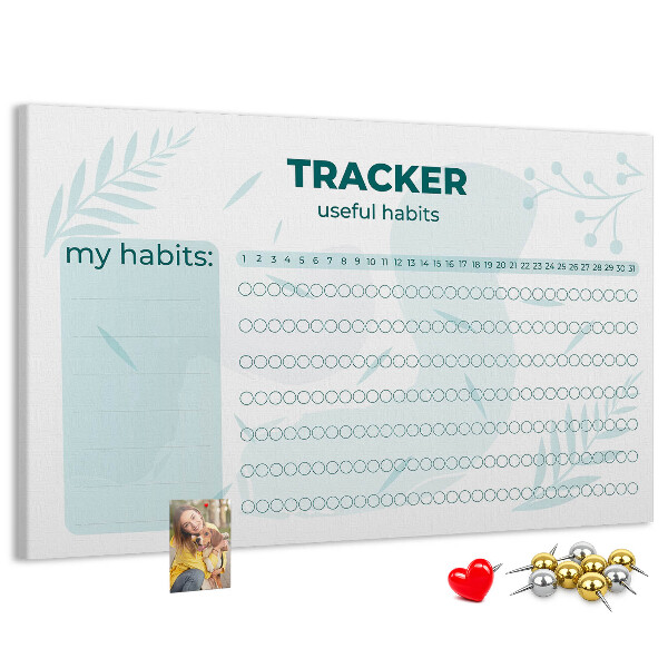 Tablero de anuncios seguimiento de hábitos con patrón sutil de plantas