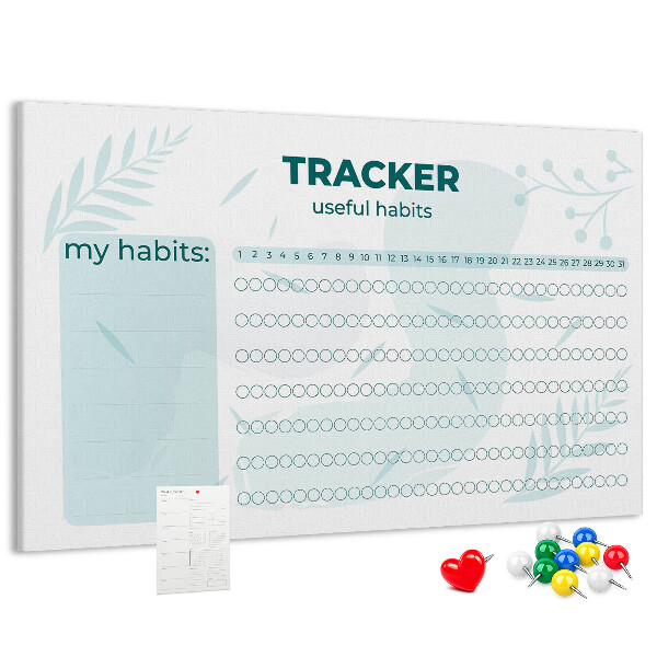 Tablero de anuncios seguimiento de hábitos con patrón sutil de plantas