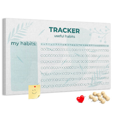Tablero de anuncios seguimiento de hábitos con patrón sutil de plantas