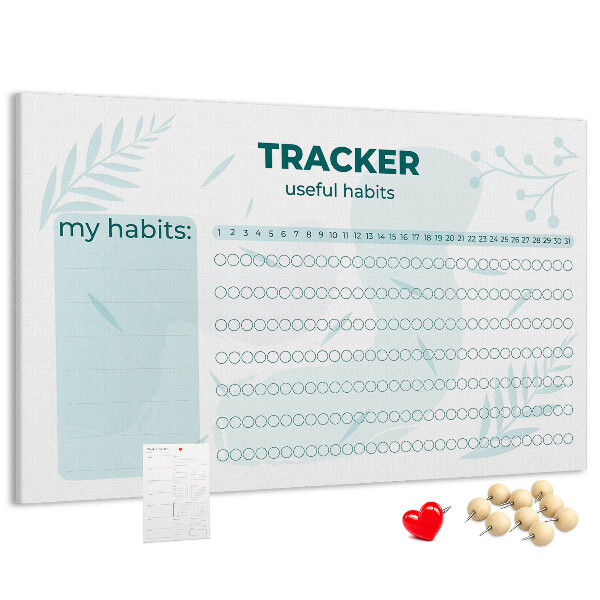 Tablero de anuncios seguimiento de hábitos con patrón sutil de plantas